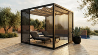 NoirVerge Aperture Pergola — Lifestyle