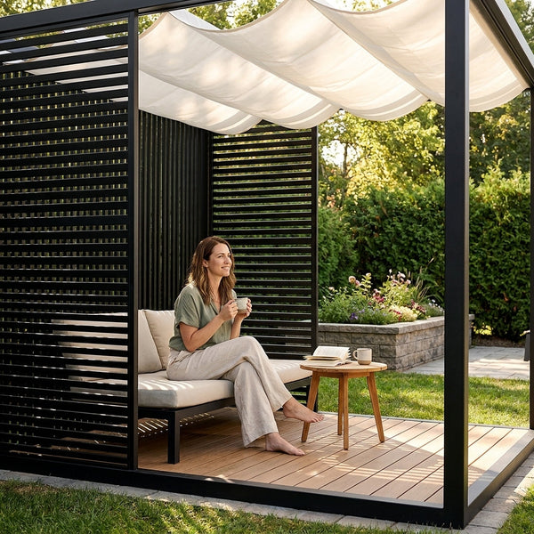 Outdoor Pergola Built to Transform Any Space, Powder-Coated Aluminum Frame, Marine-Grade Fabric Canopy