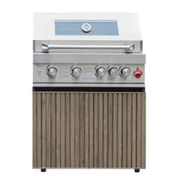 Outdoor Kitchen Island Built for Backyard Entertaining, Teak Cabinet Faces, Stainless Steel Worktops, High-Performance Grill