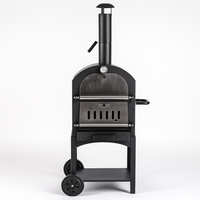 Wood-Fired Pizza Oven Built for Small Patios, Wheeled Cart, Vented Firebox, Built-In Thermometer