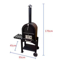 Wood-Fired Pizza Oven Built for Small Patios, Wheeled Cart, Vented Firebox, Built-In Thermometer