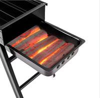 Charcoal Grill Station Built to Last, Foldable Design, Chrome-Plated Grate, Deep Firebox