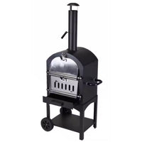 Wood-Fired Pizza Oven Built for Small Patios, Wheeled Cart, Vented Firebox, Built-In Thermometer